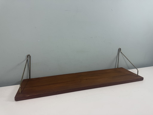 Vintage Teak houten wandplank Mid Century