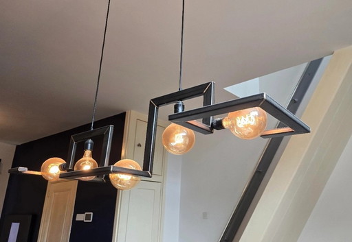 Design Hanglamp "Tortona" – 5-lichts |150 cm |Zwartstaal & Koper