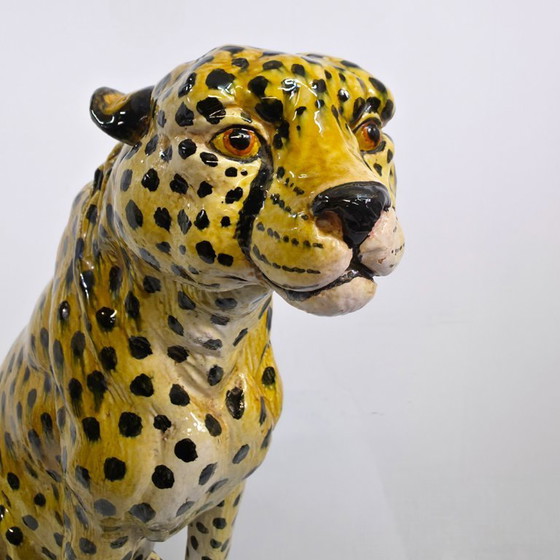 Image 1 of Vintage Terra Cotta Luipaard/Cheetah Beeld italiaans 60s