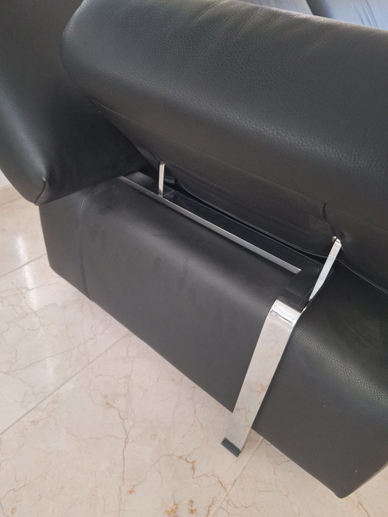 Image 1 of 2 black leather designer sofas by FSM (De Sede) model Velas