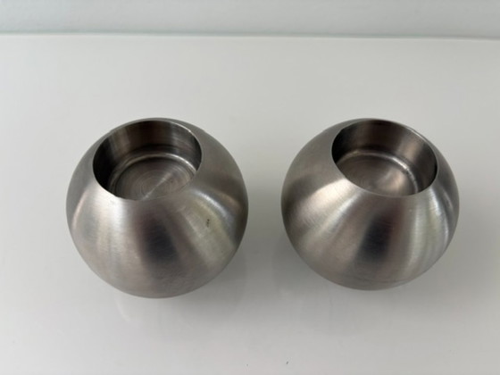 Set of 2 Stainless Steel Candle holders – Double-Sided Design – rvs (photo 7 of 13)