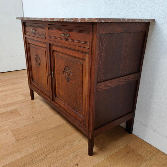 Antiek Vintage Dressoir Ladekast Commode Met Marmer Blad – Marble (photo 4 of 12)