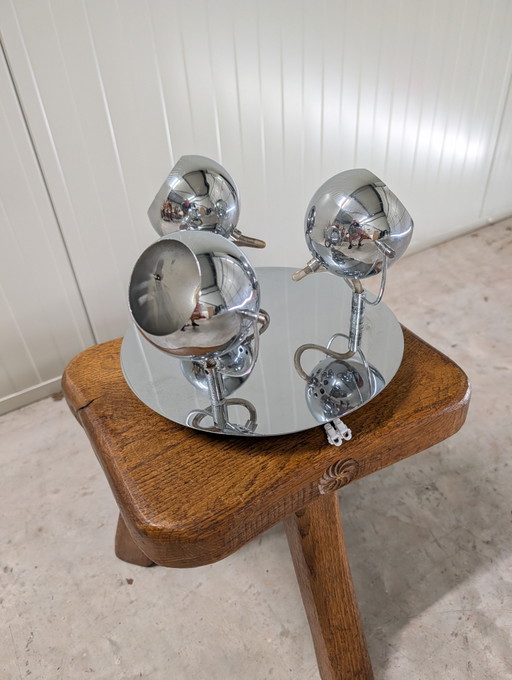 Lámpara de Techo o Pared 'Eyeball' Cromada Vintage
