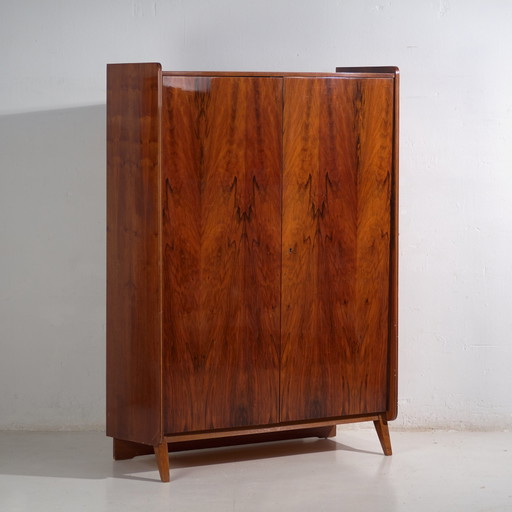 Armadio in palissandro di metà secolo – Cecoslovacchia, attribuito a Pravánec, anni '50 – kledingkasten, Mid Century Modern