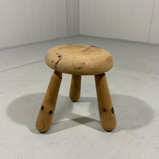 Swedish solid pine milk stool 1960s