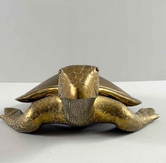 Image 1 of Hollywood Regency, scultura di tartaruga in ottone/scatola/tartaruga a becco di civetta, Francia, anni '70