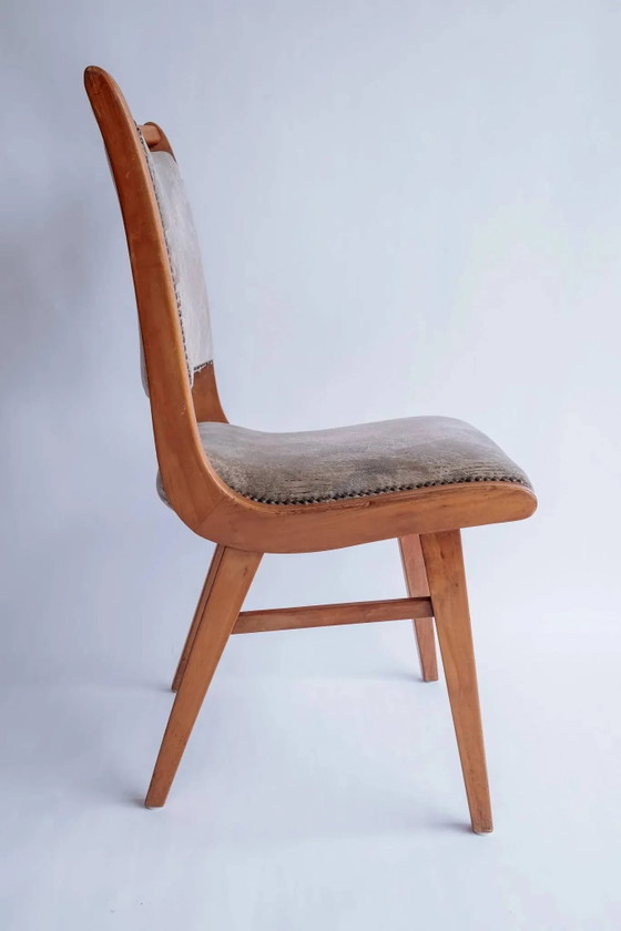 Set of 4 vintage wooden dining chairs – Velvet (photo 7 of 9)