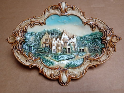 Antique Majolica Relief Wall Plate - WS&S - ca. 1890