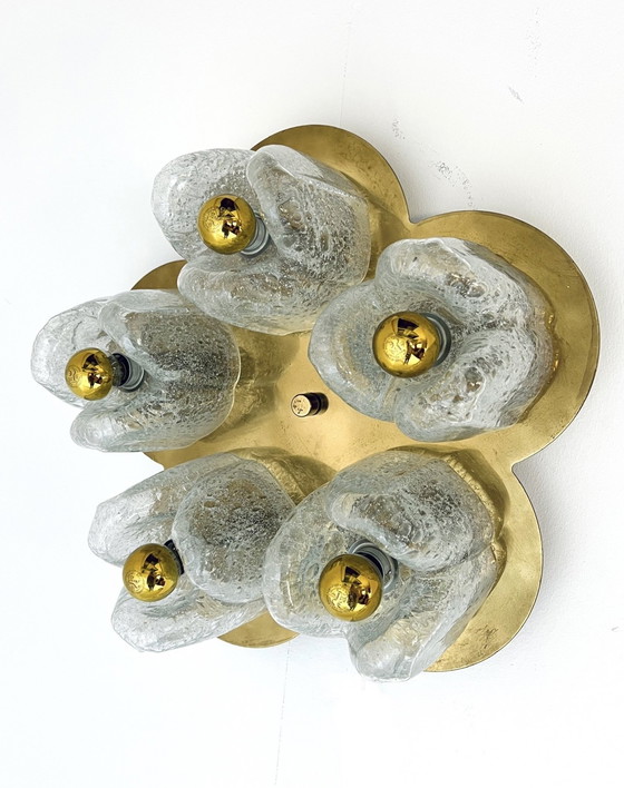 Image 1 of Appliques vintage en laiton et verre de cristal de glace, Doria Leuchten '70