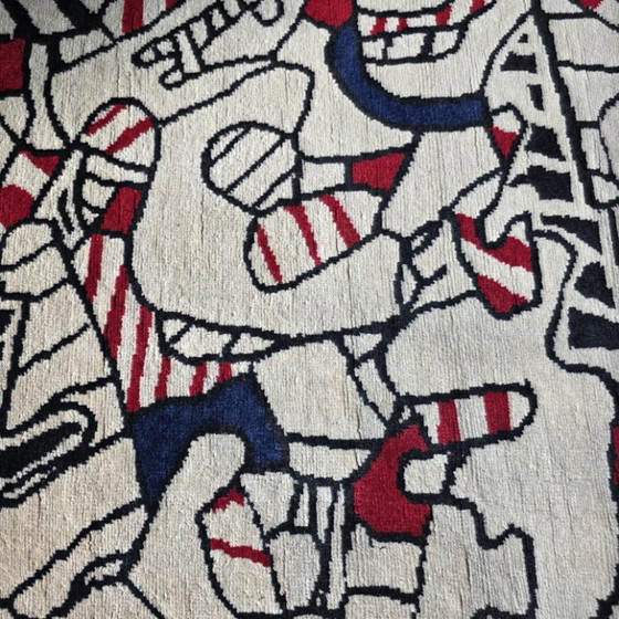 Handgeknoopt wollen tapijt – Abstracte kunst geïnspireerd op Jean Dubuffet (305 x 200 cm) (photo 8 of 11)
