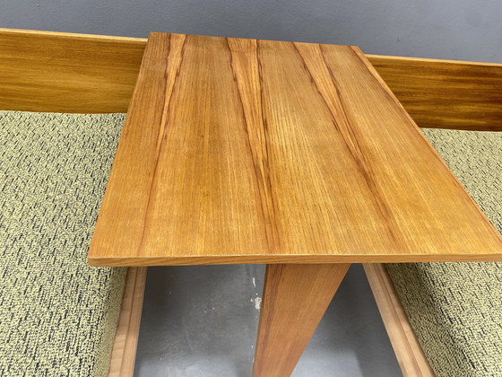 Image 1 of Divano in legno di metà secolo con tavolino laterale – Design modulare, anni '70