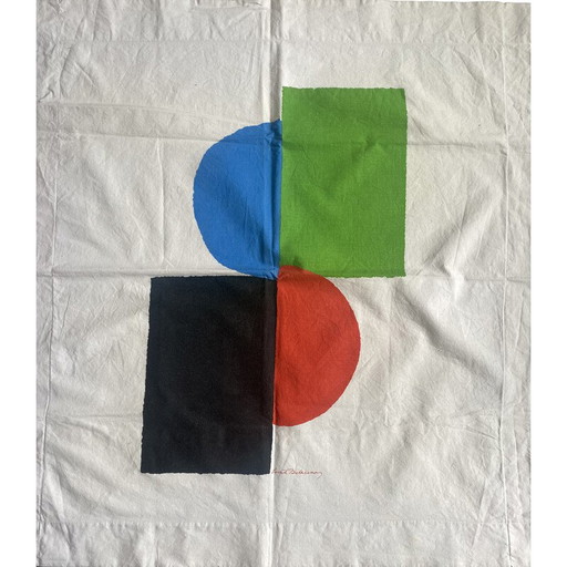 Vintage katoenen kussensloop van Sonia Delaunay, Frankrijk