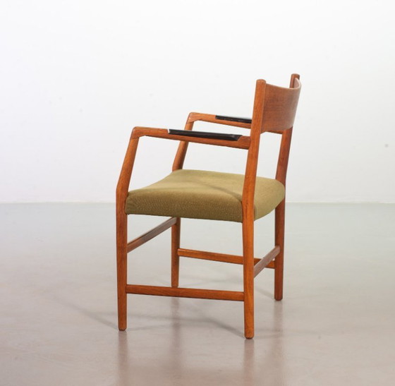 Image 1 of Set of Two Hans Wegner Mid-Century Design Famous Dining Chairs for Plan Mobler with Black Wooden armrests. Sweden, 1960s.