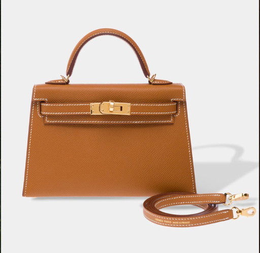 Sac HERMES Kelly Mini en Cuir Doré - 103261 Sale price