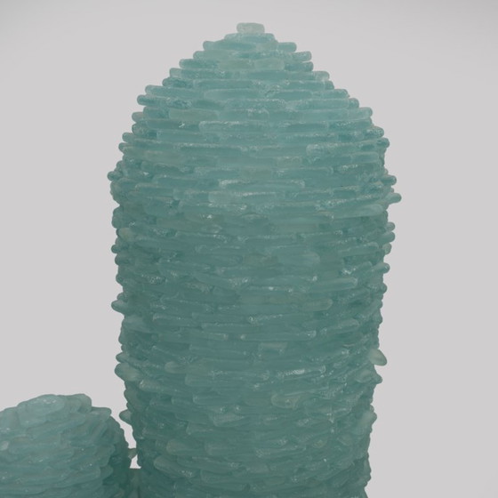 Image 1 of Poliarte Mid-Century Modern Murano-Glas-Stehlampe in Wassergrün „Kaktus“, 1970er Jahre