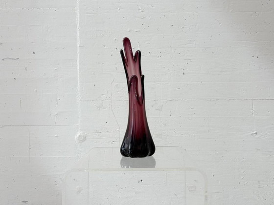Image 1 of Vase expressif en verre de Murano violet, années 1950