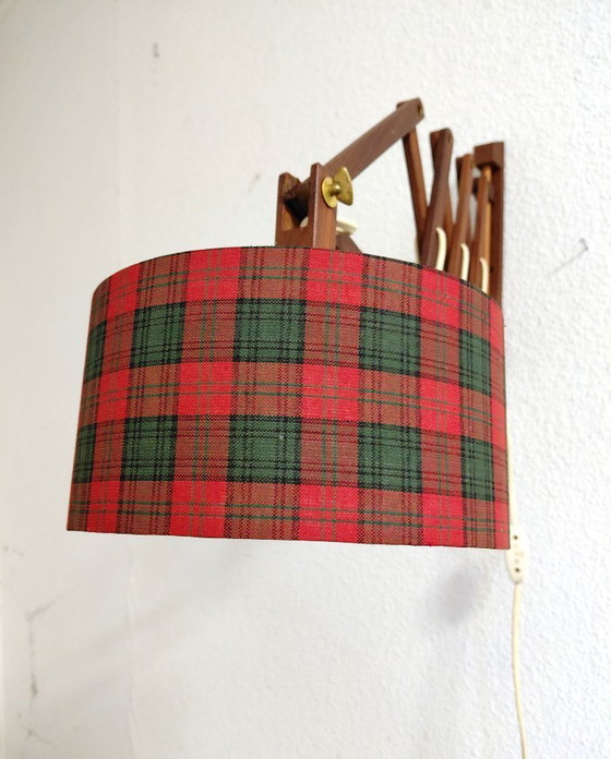 Image 1 of zestiger jaren teak schaarlamp 