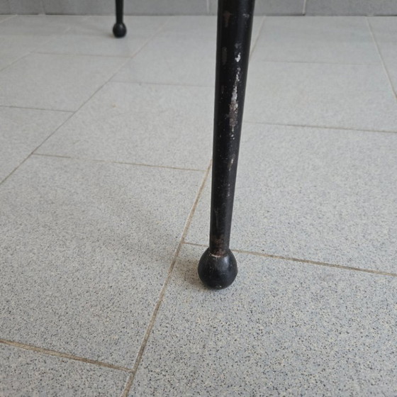 Image 1 of TABLE DE BISTROT BAR VINTAGE 1950 TRIPODE FORMICA & ACIER 50S ROCKABILLY ZAZOU