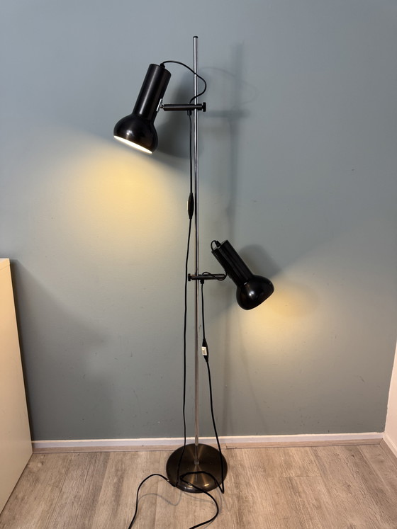 Lampadaire Vintage Design Danois - Mid-Century Avec Abat-Jour Réglables – Metal, Chrome (photo 10 of 13)