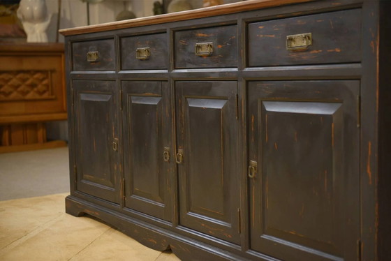Schieferfarbenes Sideboard 1960er Jahre – Aufbewahrungsschrank, Holz, Vintage (photo 7 of 12)
