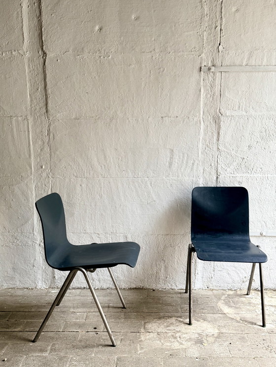 Image 1 of 2 Stoelen industriali vintage, metallo e metallo 