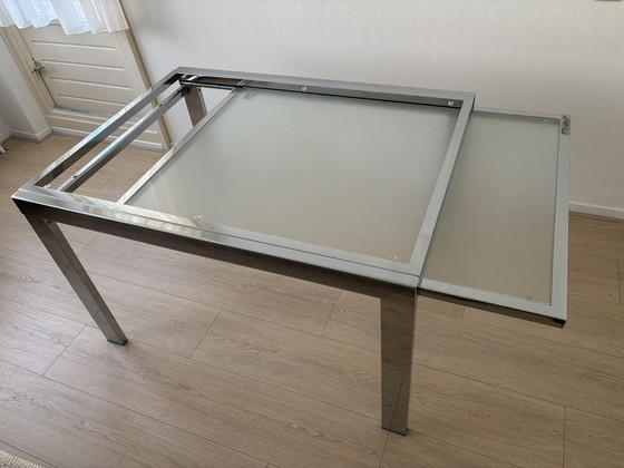 Image 1 of Designer extendable glass dining table