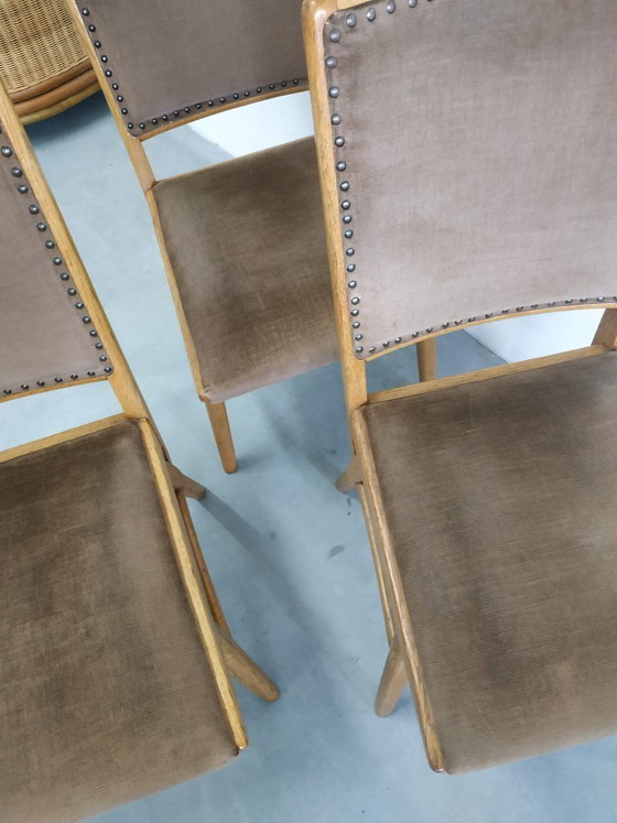 Image 1 of Prachtige set van 3 vintage jaren Scandinavische stijl 50-60 eetkamer keukenstoelen