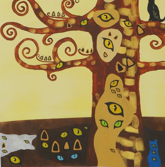 Image 1 of El árbol del gato (pintado a mano)
