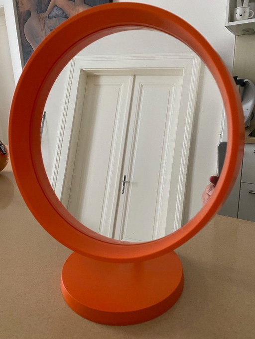 Specchio arancione spaziale Termotex, uno specchio moderno prodotto da Termotex in Danimarca negli anni '70