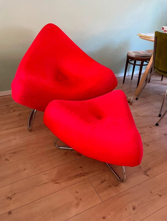 Chili chair di Paul Falkenbrrg, Artifort, Sedie e poltrone, Tessile, Cromo, Rosso (foto 6 di 6)