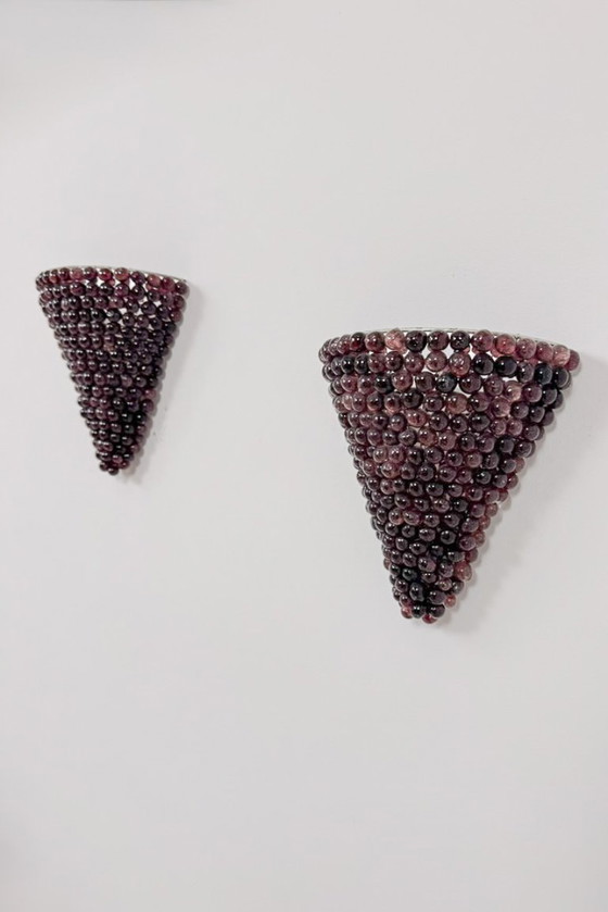 Pair of vintage glass bead Wall lights, France 1970, Purple, Design (photo 2 of 5)