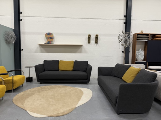 2 Rolf Benz Tondo 3 Seater Sofa Set Anthracite Fabric