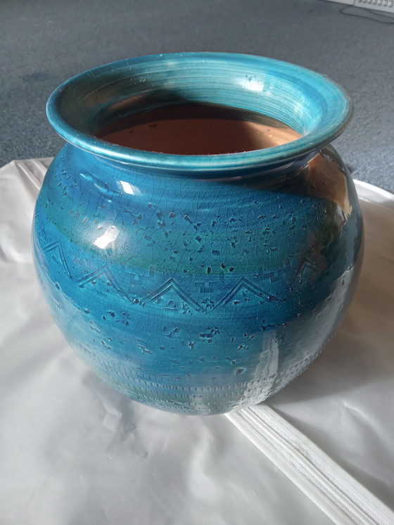 Image 1 of Italian vase by Aldo Londi for Bitossi - RIMINI BLUE SERIES