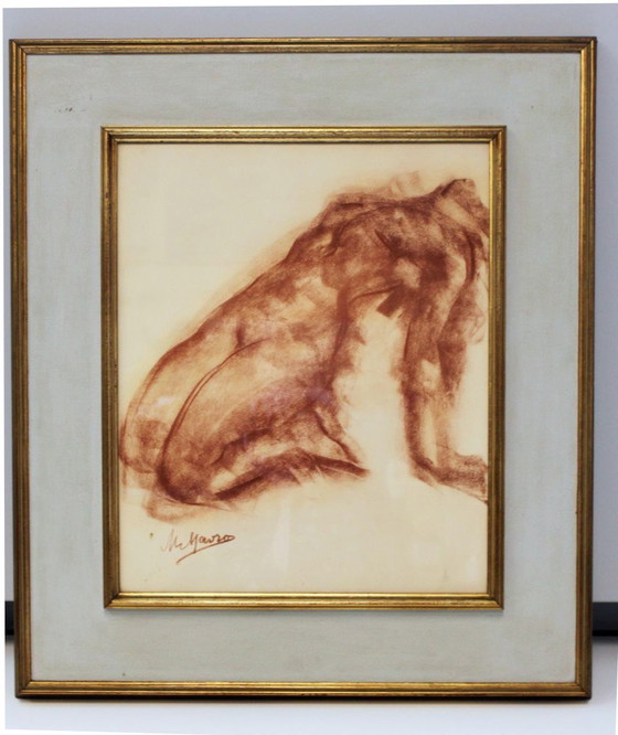 Image 1 of Sanguina sobre papel, "À genou nue", de Mania Mavro.