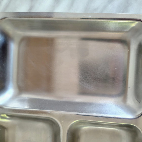 Image 1 of Scandinavian Stainless Steel and Teak Aperitif Tray
