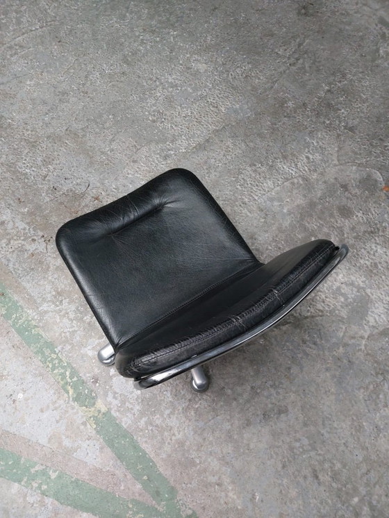 Image 1 of Swissform desk chair in chrome and black leather from sitag, 1970s
