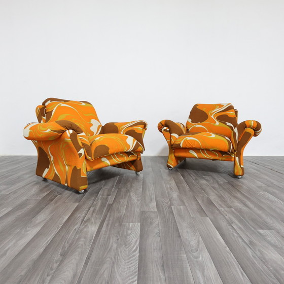 Image 1 of Guarnacci Padovano Vagnoni Paar 1-zits fauteuils Mod. Ionica-ontwerp jaren 70