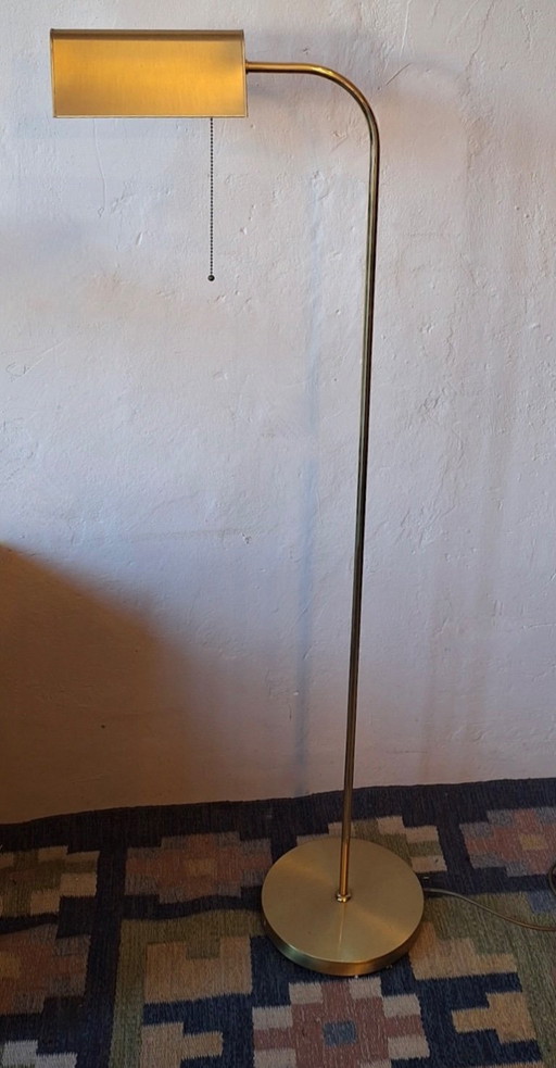 Mid-Century Modern Brass Banker's Adjustable Floor Lamp, 1970s