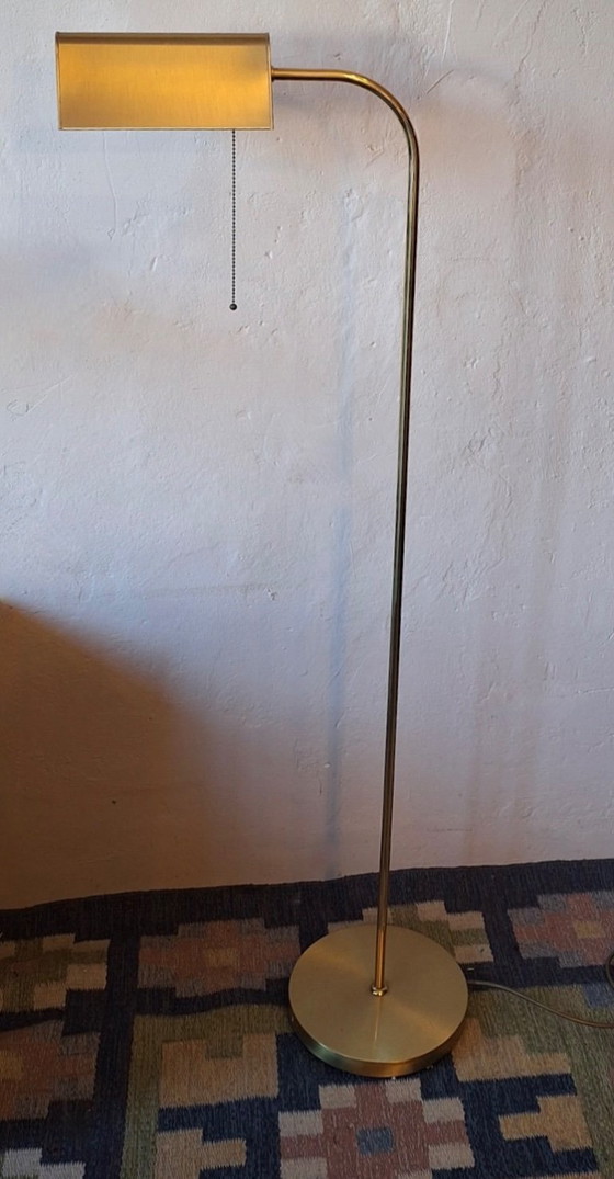 Image 1 of Mid-Century Modern Brass Banker's Adjustable Floor Lamp, 1970s