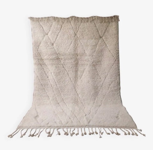 Authentic Beni Ouarain Rug, Ecru, Handmade in Soft Wool - 300x200cm