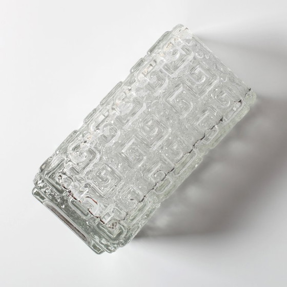 Image 1 of Vintage Mid-century Clear Pressed Glass Vase Taalari by Tamara Aladin / Riihimäen Lasi Glassworks Finland / 1969