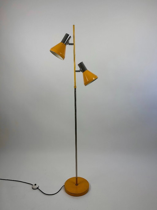 Yellow chrome floor lamp from the 60s