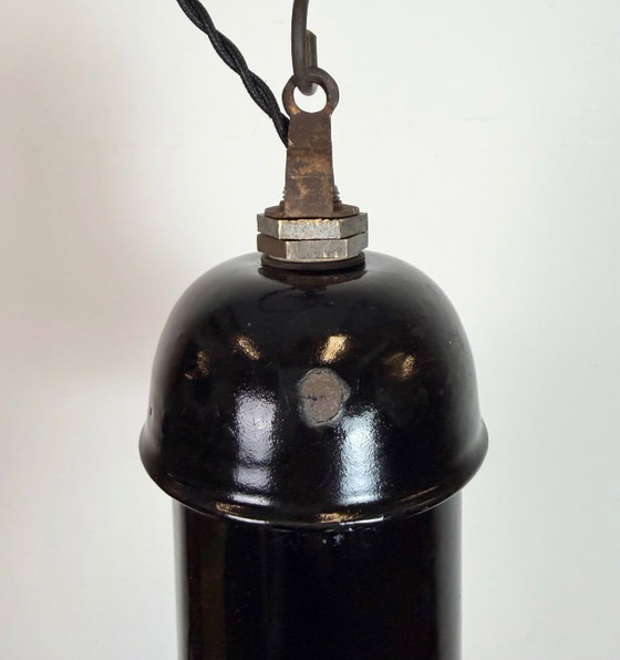 Image 1 of Black Enamel Industrial Pendant Lamp from AEG, 1930s