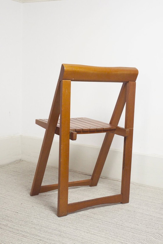 Chaise pliante vintage de style Trieste, chaise pliante en bois du milieu du siècle (photo 8 of 9)