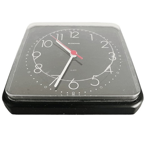 Reloj de cocina Junghans vintage, reloj de pared retro W 738 negro, años 80.