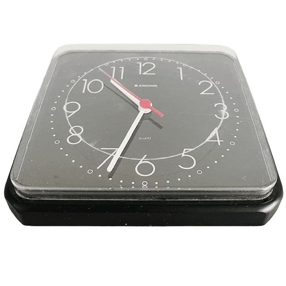 Image 1 of Vintage Junghans kitchen clock retro wall clock W 738 black 1980s