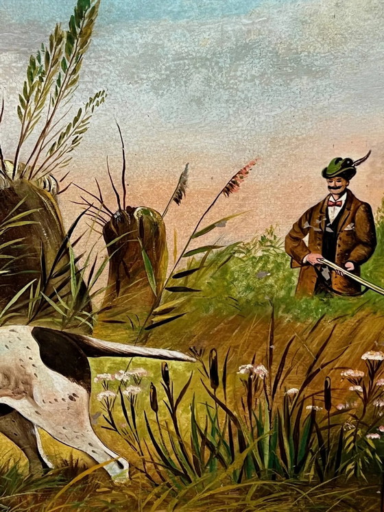 Gaston Corbier (1869-1945), "Caccia alle anatre.", Dipinti e disegni, Legno (foto 4 di 11)