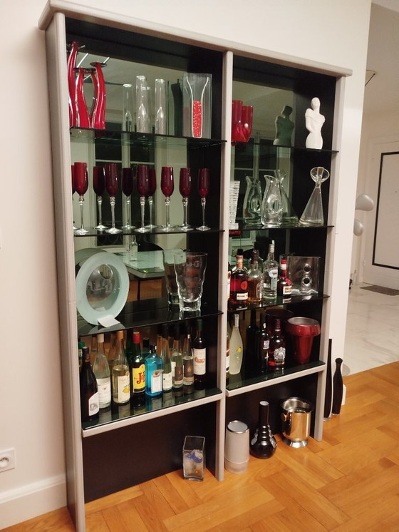 Image 1 of Vetrina vintage italiana in pelle, marmo e vetro