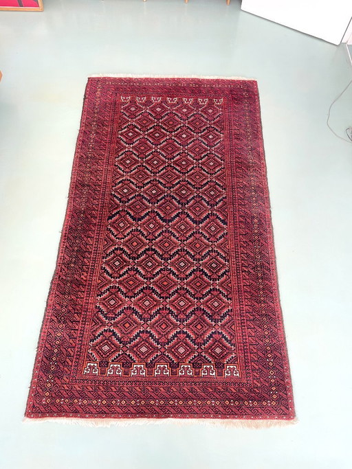 Baloets Tapijt handgeknoopt 215x120 cm Oosters tapijt rood