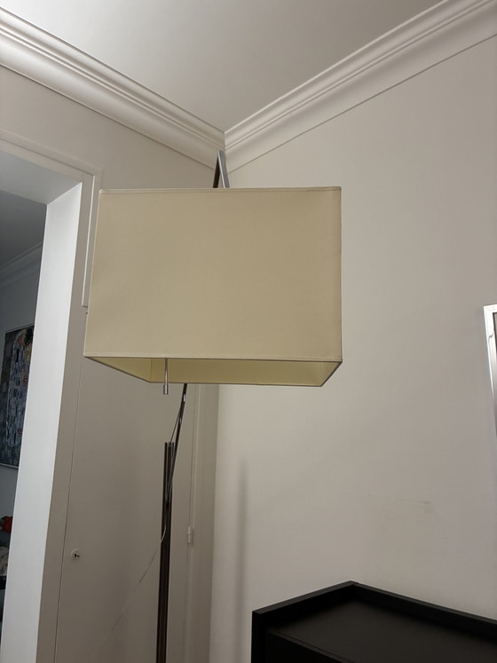 Image 1 of Lampadaire Cinna bois chrome et tissu